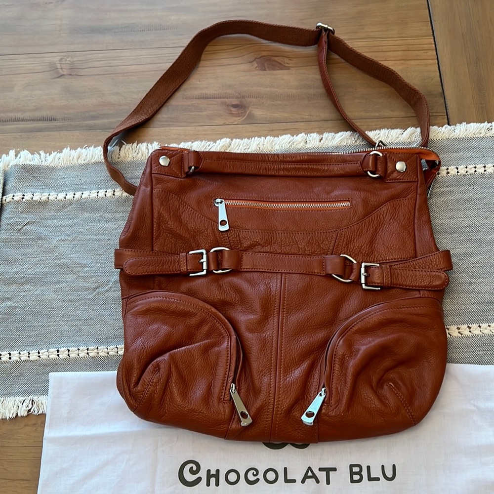 Chocolat Blu leather crossbody bag caramel brown